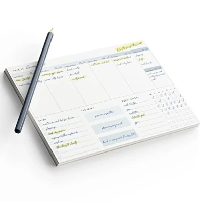 Image of A4 Weekly Planner 52 Week To View Diary Desk Pad Habit Tracker Todo Do List Blue