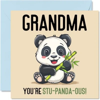 Image of Birthday Cards for Grandma Stu Panda ous Funny Happy Card from Grandson Granddaughter, Gran Gifts, 145mm x Joke Greeting Women Her
