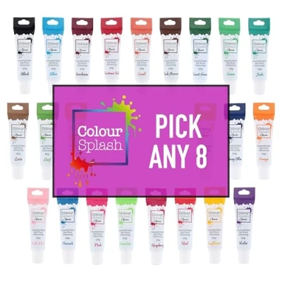 Image of Colour Splash Food Colouring Gel by Culpitt Choose Any 8 Bold Shades (8 x 25g) Intense Gels for Perfect Baking and Decorating