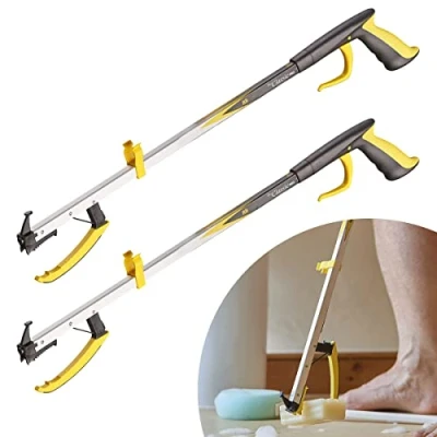 Image of 2 Pack The Helping Hand Company Classic PRO Reacher Grabber. 1 x 26&quot;/66cm &amp; 32&quot;/81cm. Long Handled Grabber Stick for Elderly, Disabled, Reaching Aid Anyone Struggling When Bending and
