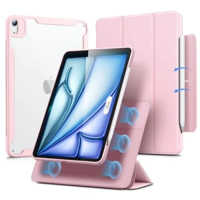 Image of ESR Hybrid Case for iPad Air 11 Inch 2024 M2, 6th Generation/Air 5th Generation 2022/Air 4th 2020, Detachable Magnetic Cover, Portrait &amp; Landscape Stand, Rebound 360 Series, Pink