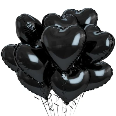 Image of Biapian Black Foil Heart Balloons, 10PCS Shape Balloons Valentines 18inch Balloon for Helium Birthday Decorations Boys Men Day, Wedding, Brithday Party
