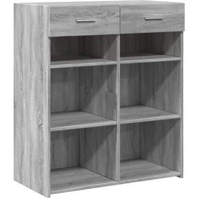 Image of vidaXL Grey Sonoma Sideboard/Cabinet with 2 Drawers Storage Unit for Living Room, Bedroom, Office 80x42.5x93 cm Engineered Wood