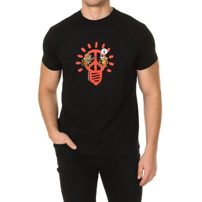 Image of Kukuxumusu PEACE BULB Mens short sleeve round neck t shirt Black Size Medium