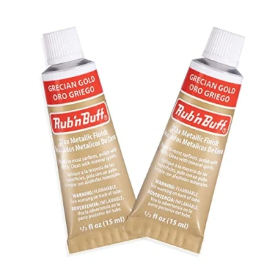 Image of AMACO Rub n Buff Wax Metallic Finish 2 Grecian Gold 15ml Tubes Versatile Gilding for Finishing Furniture Antiquing and Restoration Colors Set of Two