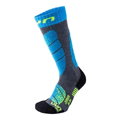 Image of UYN S100045 SKI Socks Unisex Medium gray melange/turquoise 38