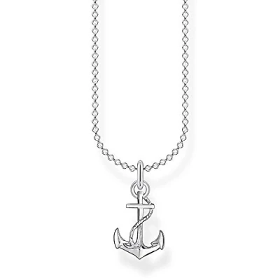 Image of Thomas Sabo 925 Sterling Silver Anchor Necklace of Length 38 45cm