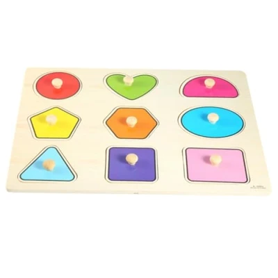 Image of Kids Wooden Jigsaw Puzzle, Hand Grasp Board Shape Cognitive Puzzle Toys for Boys Girls