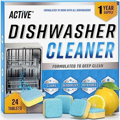 Image of Dishwasher Cleaner And Deodorizer Tablets 24 Pack Deep Cleaning Descaler Pods Formulated To Clean Dish Washer Machine, Heavy Duty Septic Safe, Natural Remover For Limescale, Hard Water,