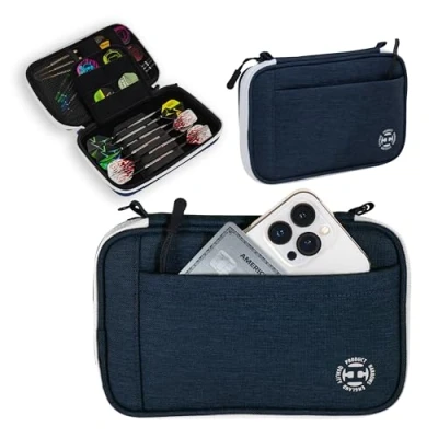 Image of Harrows Darts Case Smart Dart Holder I Holds 3 or 6 Protective EVA Material with Fabric Finish Professional Accessories Fully Assembled (Blue, Dart)