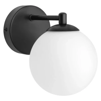 Image of Long Life Lamp Company Glass Frosted Globe Wall Light Sconce Matte Black for Indoors H3096 with LED Bulb Warm White G9