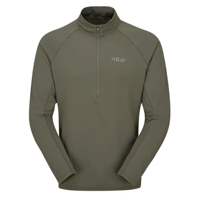 Image of Rab Men’s Sonic LS Zip Lightweight Breathable Long Sleeve T Shirt for Trail Running &amp; Trekking Light Khaki Small