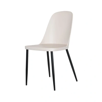 Image of Contemporary Duo Chair, Calico Plastic Seat with Black Metal Legs (Pair)