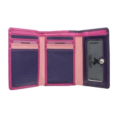 Image of Visconti Rainbow Collection Leather Biola Purse RFID Blocking RB39 Berry Multi