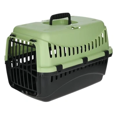 Image of Kerbl Transport Box Expedion with Plastic Door, 45x 30 x cm, Green/ Dark Grey