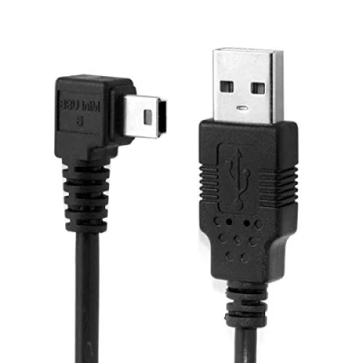 Image of CY 6ft 1.8m Mini USB B Type 5 Pin Male 90 Degree Angled to 2.0 Data Cable