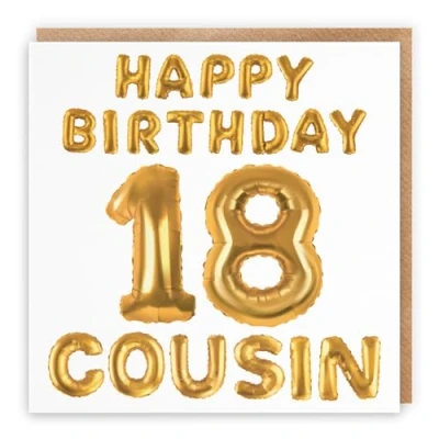 Image of Hunts England Cousin 18th Birthday Card Happy 18 Balloon Collection