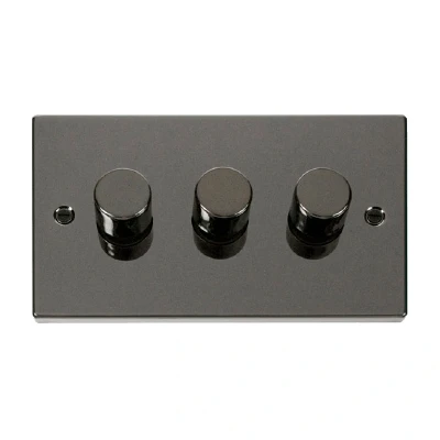 Image of Click Deco 3 Gang 2 Way 400Va Leading Edge Dimmer Switch Black Nickel