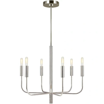 Image of Brianna 6 Light Multi Arm Pendant Ceiling Light, Polished Nickel