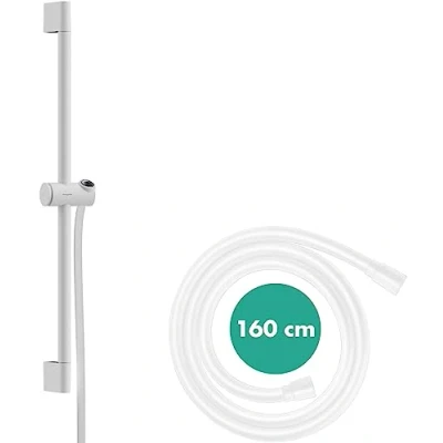 Image of Hansgrohe 24400700 Unica bar Pulsify S 65 cm with Push Slider and Isiflex Hose 160 cm, matt White, Shower Rail 65cm