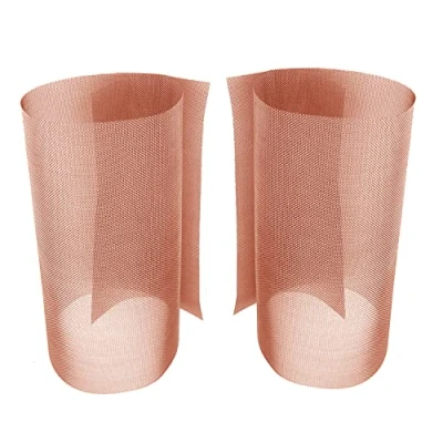 Image of 2 Pack 120 Mesh 99.9% Pure Copper Screen Woven Screen, Cloth Fine Mesh, 11.8x11.8 Inch