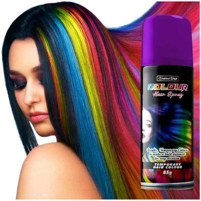 Image of KreativeKraft Temporary Colour Hair Spray, Wash Out for Adults and Teens (Purple)
