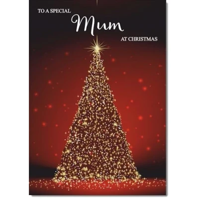 Image of doodlecards Mum Christmas Card Red Tree Large A4 Size for with Plain Envelope