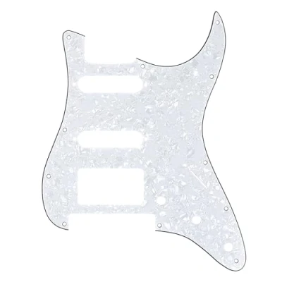 Image of Musiclily Pro 11 Hole HSS Strat Pickguard Modern Style Scratch Plate for American/Mexican Fender Stratocaster Floyd Rose Bridge Cut Electric Guitar,4Ply White Pearl