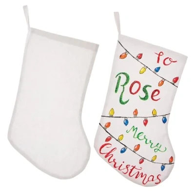 Image of Baker Ross FX787 Large Fabric Stockings Pack of 3, Blank Christmas Stocking for Kids to Decorate and Personalise