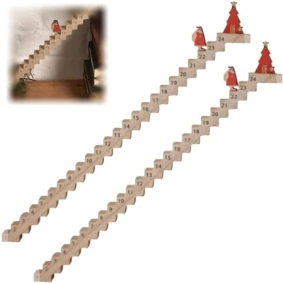 Image of Cymwer Climbing Santa Claus Advent Calendar 2024, Wooden Staircase Calendar, 24 Day Christmas Countdown Desk Decoration Gift