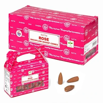 Image of Satya Backflow Dhoop Cones Rose Pack of 6 Boxes