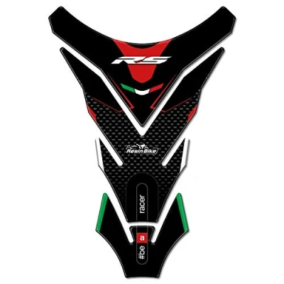 Image of Resin Bike Motorcycle 3D Stickers Compatible with Aprilia RS. Tank Pad Protection from Bumps and Scratches. Gadget Moto Version Universal Effect Carbon