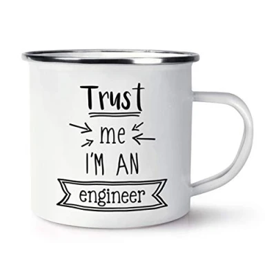 Image of Trust Me I&#039;m an Engineer Retro Enamel Mug Cup