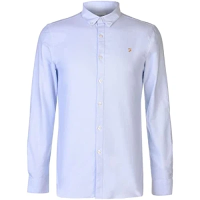 Image of Farah Men&#039;s Brewer Slim FIT Cotton Oxford Shirt, Sky Blue, S