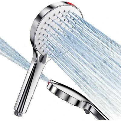 Image of Shower Head High Pressure Handheld Power Heads for Low Universal Large 125mm 5 Modes with Flush Spray Cleaning Bathroom Tile Wall, Chrome