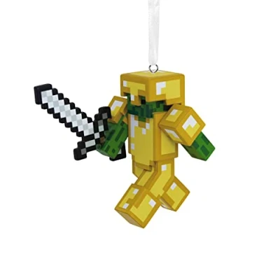 Image of Hallmark Minecraft Zombie with Sword and Armor Christmas Ornament, Resin