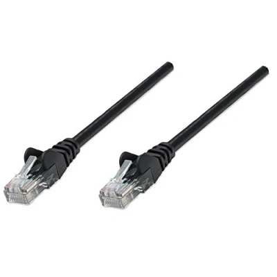 Image of Intellinet Network Patch Cable, Cat5e, 5m, Black, CCA, U/UTP, PVC, RJ45, Gold Plated Contacts, Snagless, Booted, Polybag