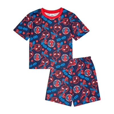 Image of Marvel Spiderman Boys Pyjamas Short Summer PJs, Ages 2 to 10 Years Old (as8, age, 6_years, 7_years) Blue