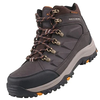 Image of Skechers Relmentdaggett Outdoor Laceup ankle boots, Men&#039;s, Size: 6, Braun dunkel Leather and textile