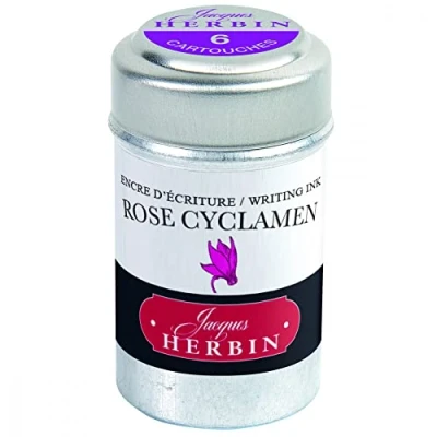 Image of Herbin Writing Ink Cartridges Rose Cyclamen (Pink Cyclamen) Paot of 6