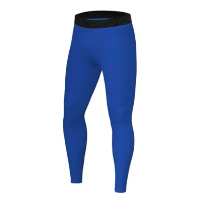 Image of PowerLayer Men&#039;s Running Workout Thermal Compression Base Layer Leggings Tights Dazzling Blue, L