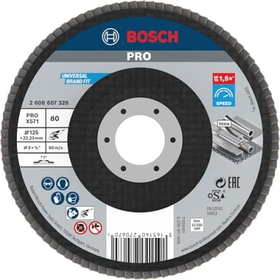 Image of Bosch 2608607328 125 mm 80 Grit Metal Flap Disc
