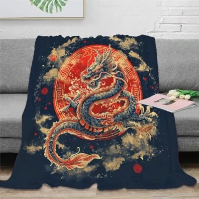 Image of Dragon Microfiber Printed Flannel Throw Blanket 3D Design Bed Soft Warm Sport Bedding for Couch Kids Teens Adults 60x80inch(150x200cm)