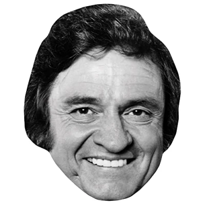 Image of Johnny Cash (BW) Celebrity Mask, Flat Card Face, Fancy Dress Mask