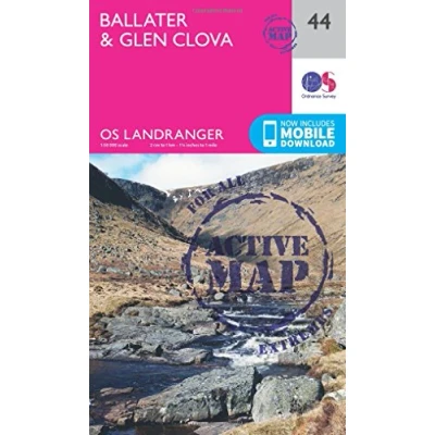 Image of Landranger Active 44 Ballater &amp; Glen Clova Map With Digital Version