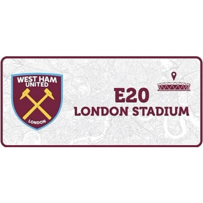 Image of West Ham United FC Route to London Stadium Metal Wall Sign, 40 x 18 cm, Gloss Finish