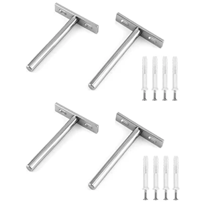 Image of QWORK® 4 Pcs Floating Shelf Bracket Inch 100mm Heavy Duty Hidden Brackets with Mounting Screws for Wall Mounted Decoration Cabinet Furniture Support