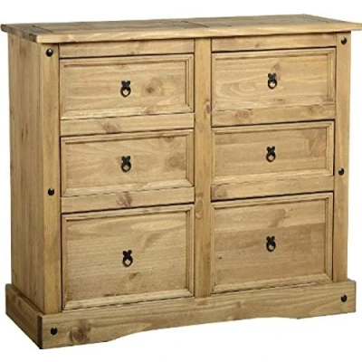 Image of Seconique Corona 6 Drawer Chest in Distressed Waxed Pine