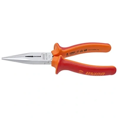 Image of Unior 508/1VDEBI Straight Nose Pliers with Cutting Edge and Extra Long Jaws 170 mm