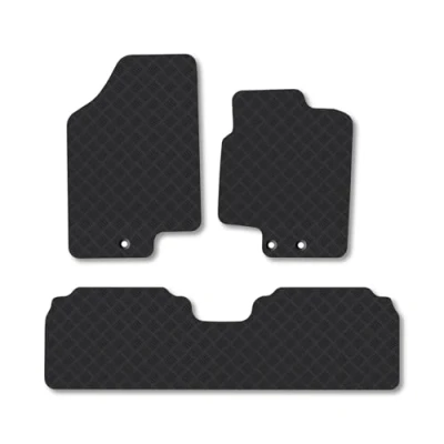 Image of Rubber Car Mats Compatible with Hyundai Ix20 (2010 2020) Tailored Fit Floor Set Accessory Black Custom 4 Pieces Clips Anti Slip Backing, Heavy Duty &amp; Waterproof
